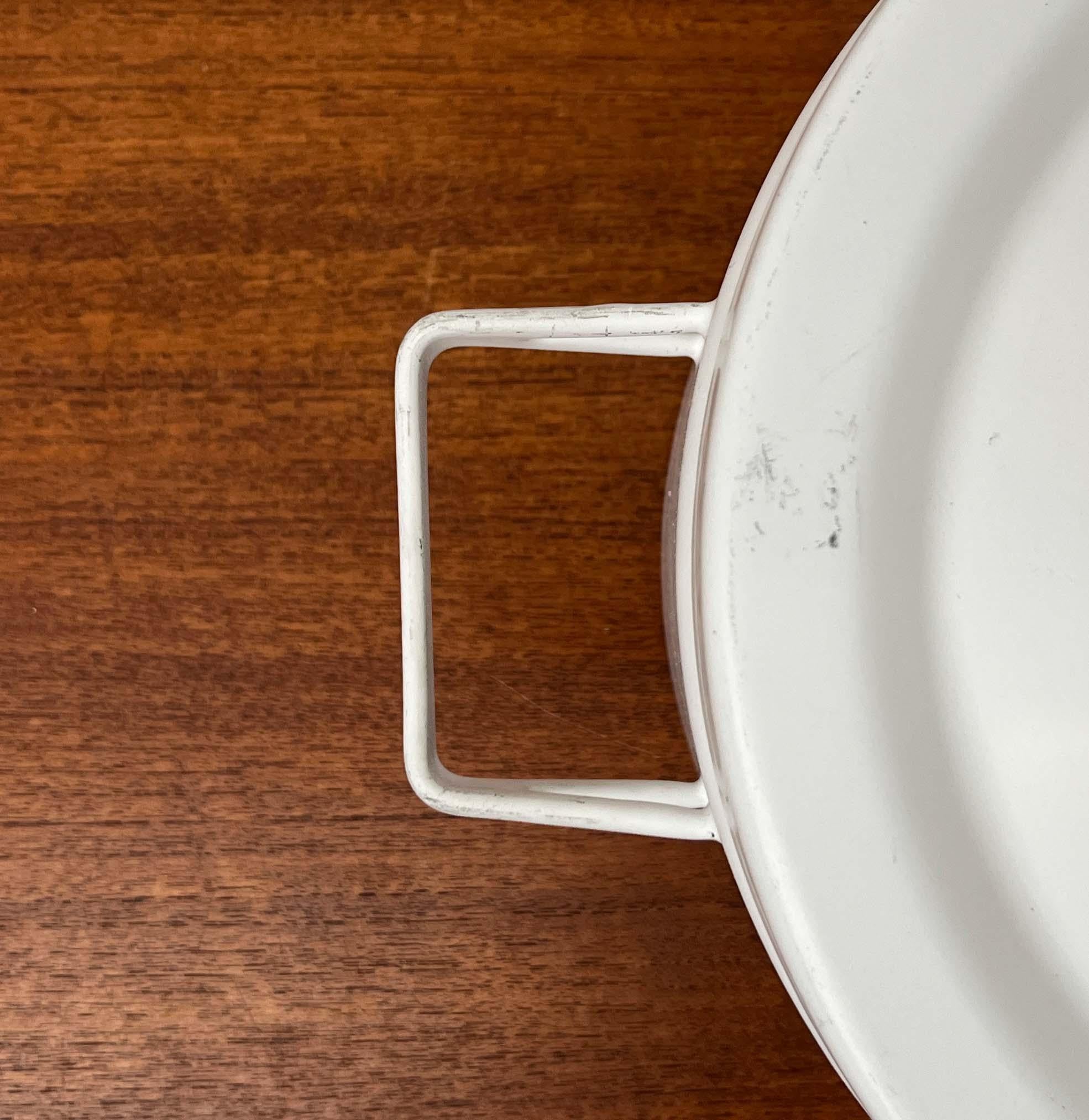 Mid-Century Modern White Minimalist Enamel Pot Seppo Mallat Finel Finland 1960s im Angebot 9