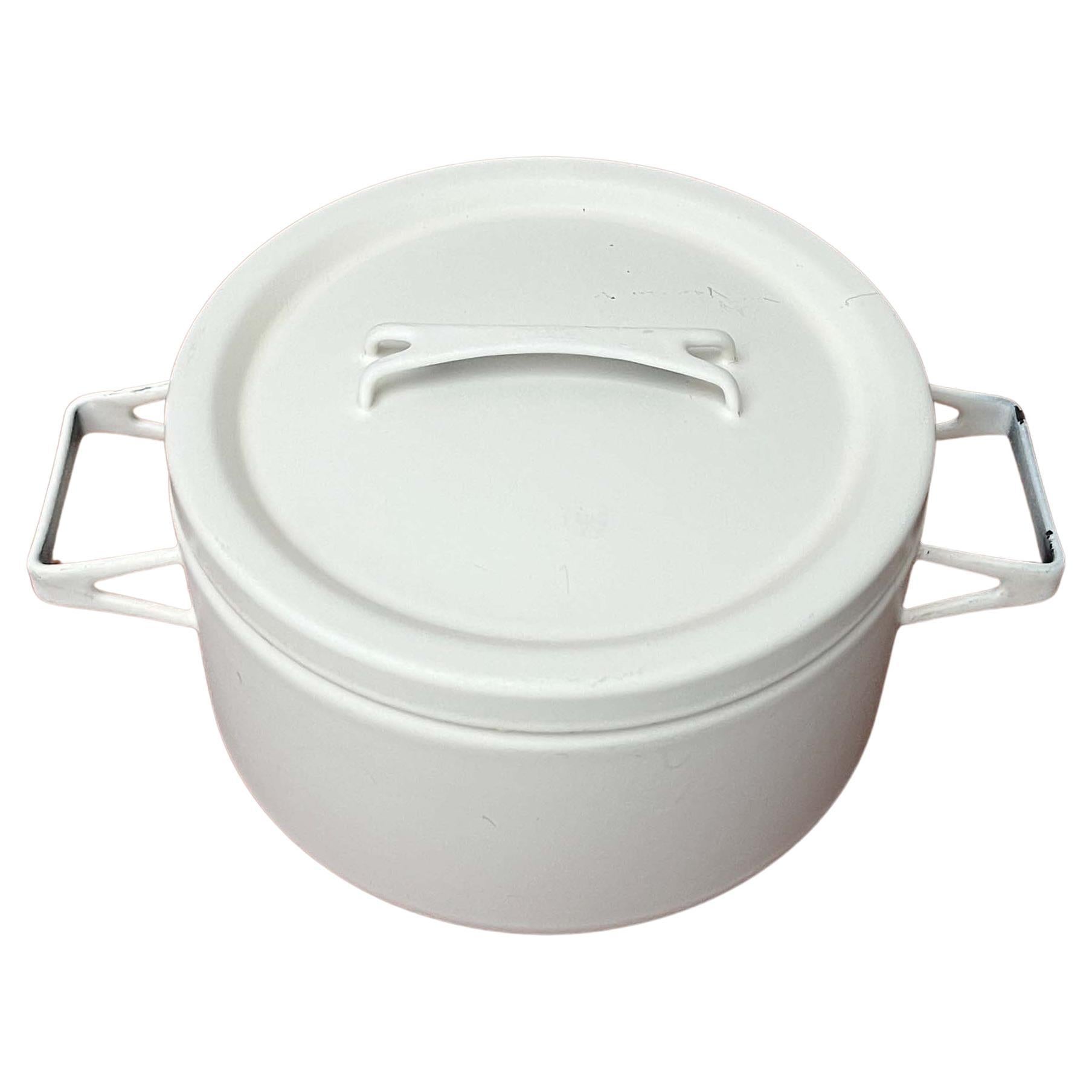 Vaso minimalista in smalto bianco della metà del secolo Seppo Mallat Finel Finlandia 1960