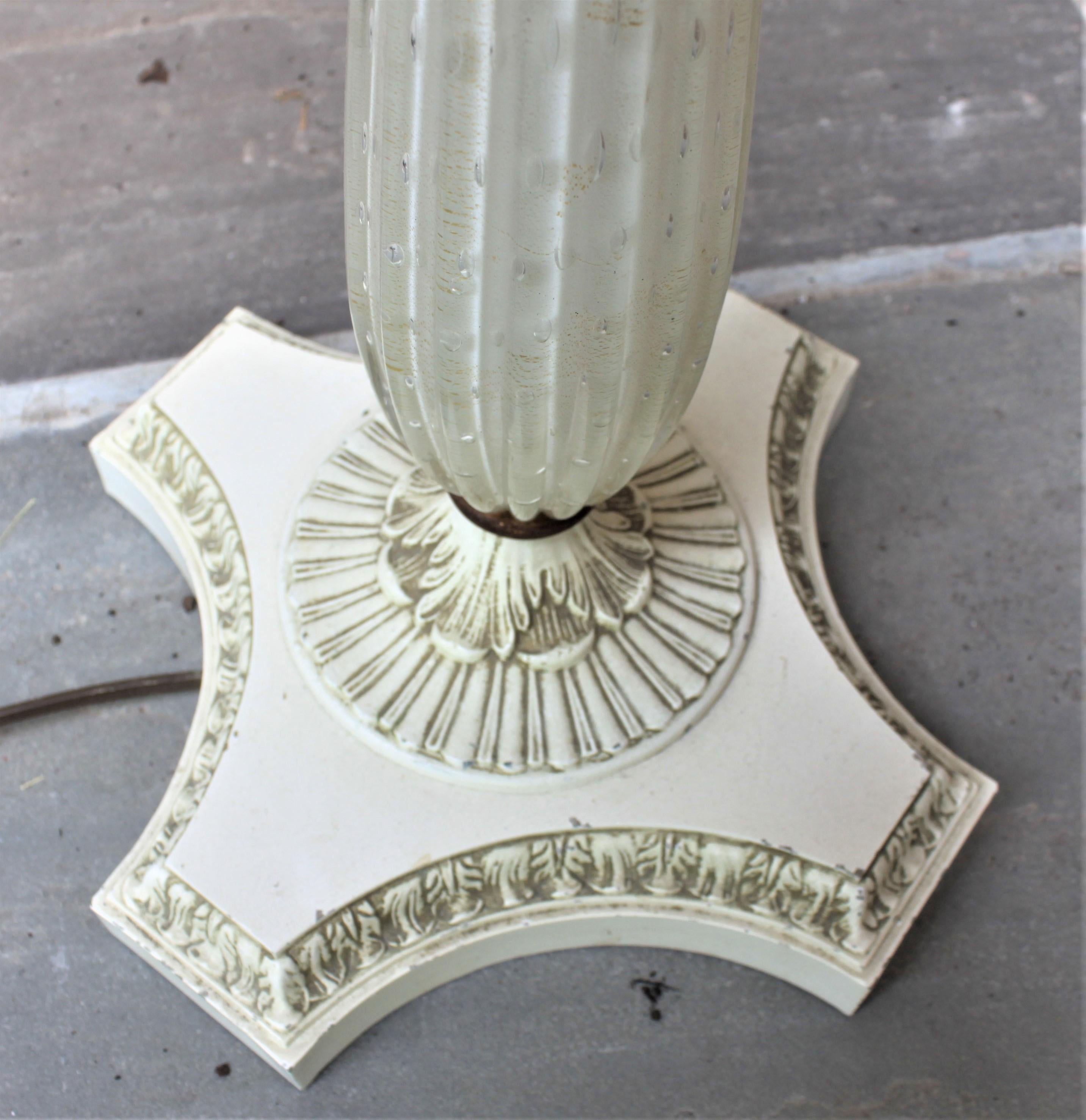 Mid-Century Modern White Murano Art Glass Floor Lamp 3