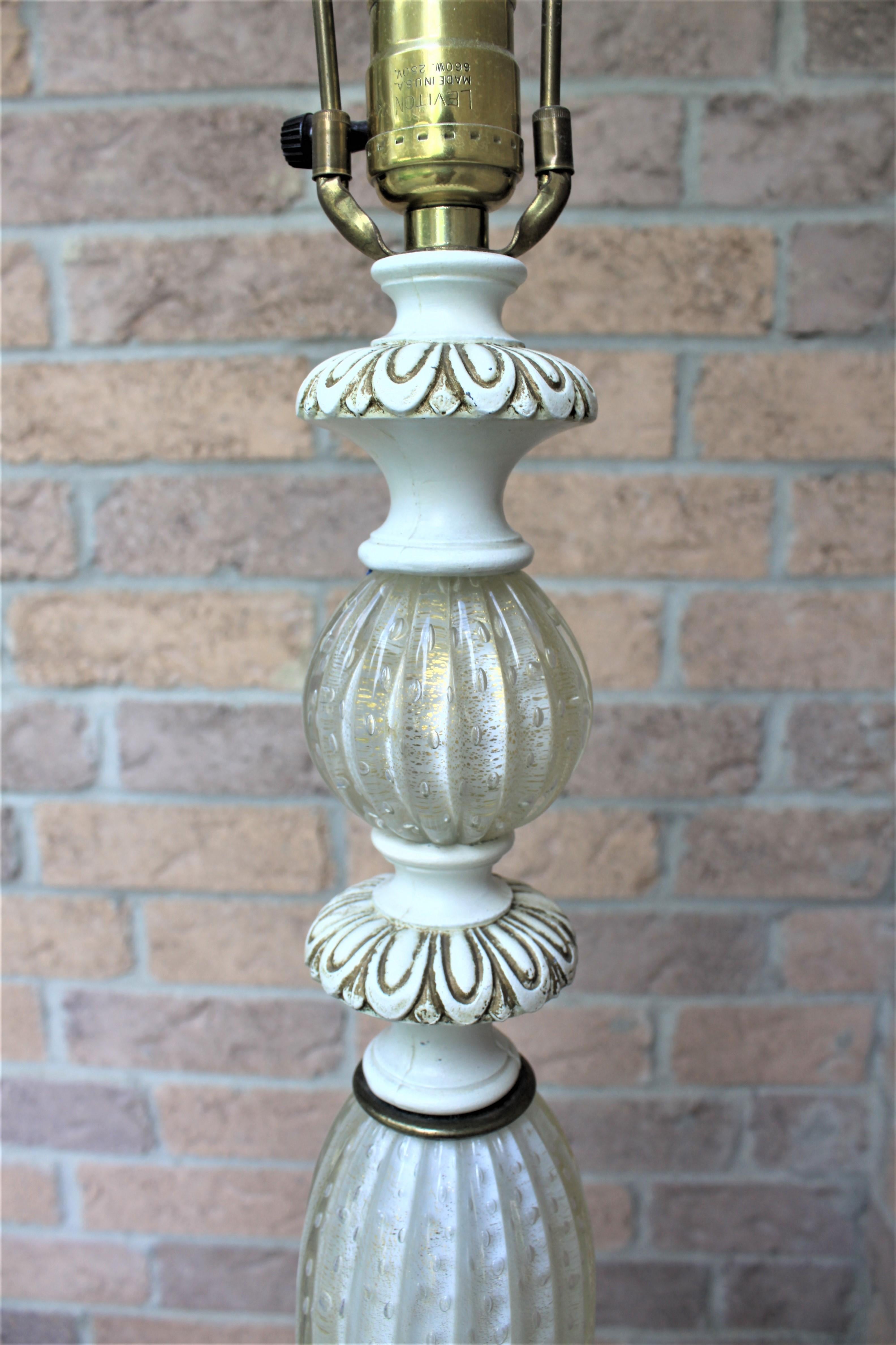 Mid-Century Modern White Murano Art Glass Floor Lamp 1