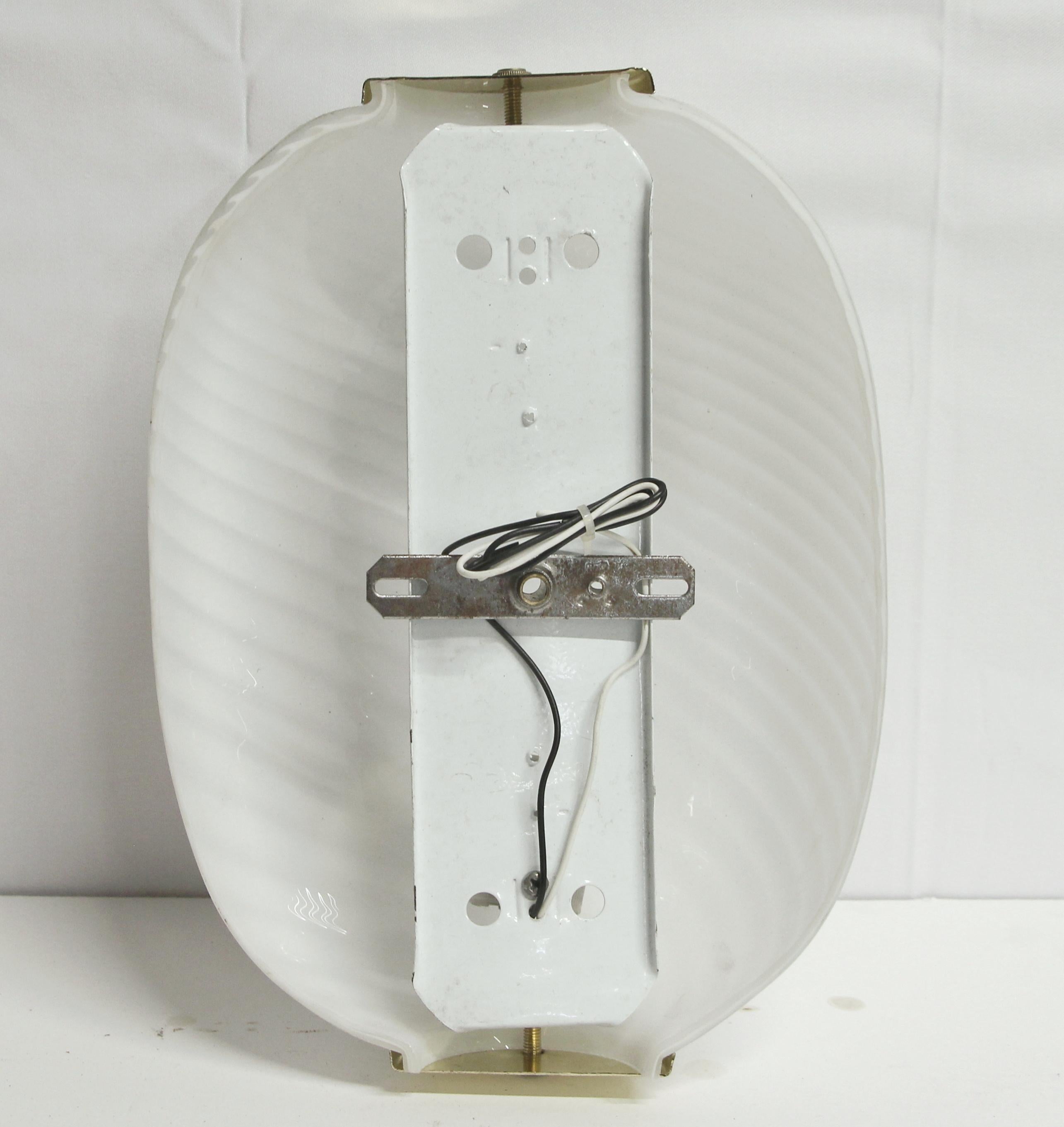 Late 20th Century Mid-Century Modern White Murano Glass & Brass Sconce