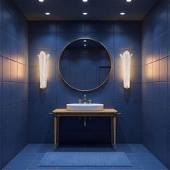 Mid-Century Modern white Murano glass vanity sconces
