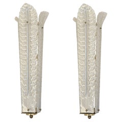 Mid-Century Modern white Murano glass vanity sconces