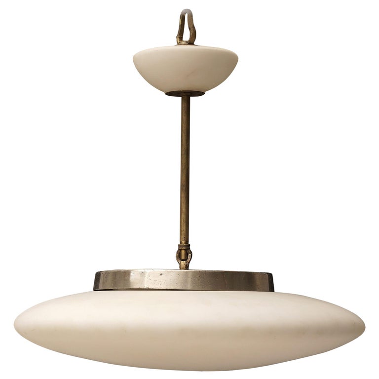 MidCentury Modern White Opaque Saucer Pendant Light at 1stDibs mid