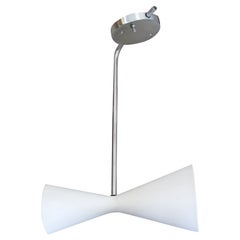 Mid-Century Modern White Painted Metal Double Cone Wall Fixture Sconce, 1960s