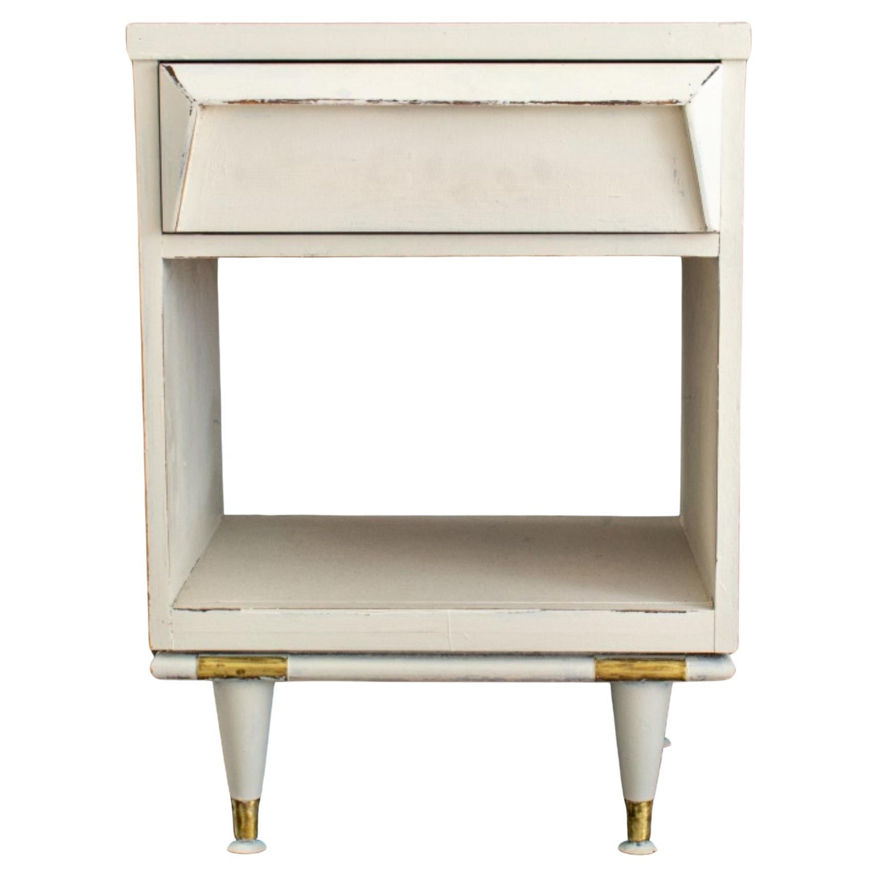Mid-Century Modern White Painted Wood Bedside For Sale