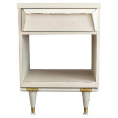 Mid-Century Modern White Painted Wood Bedside