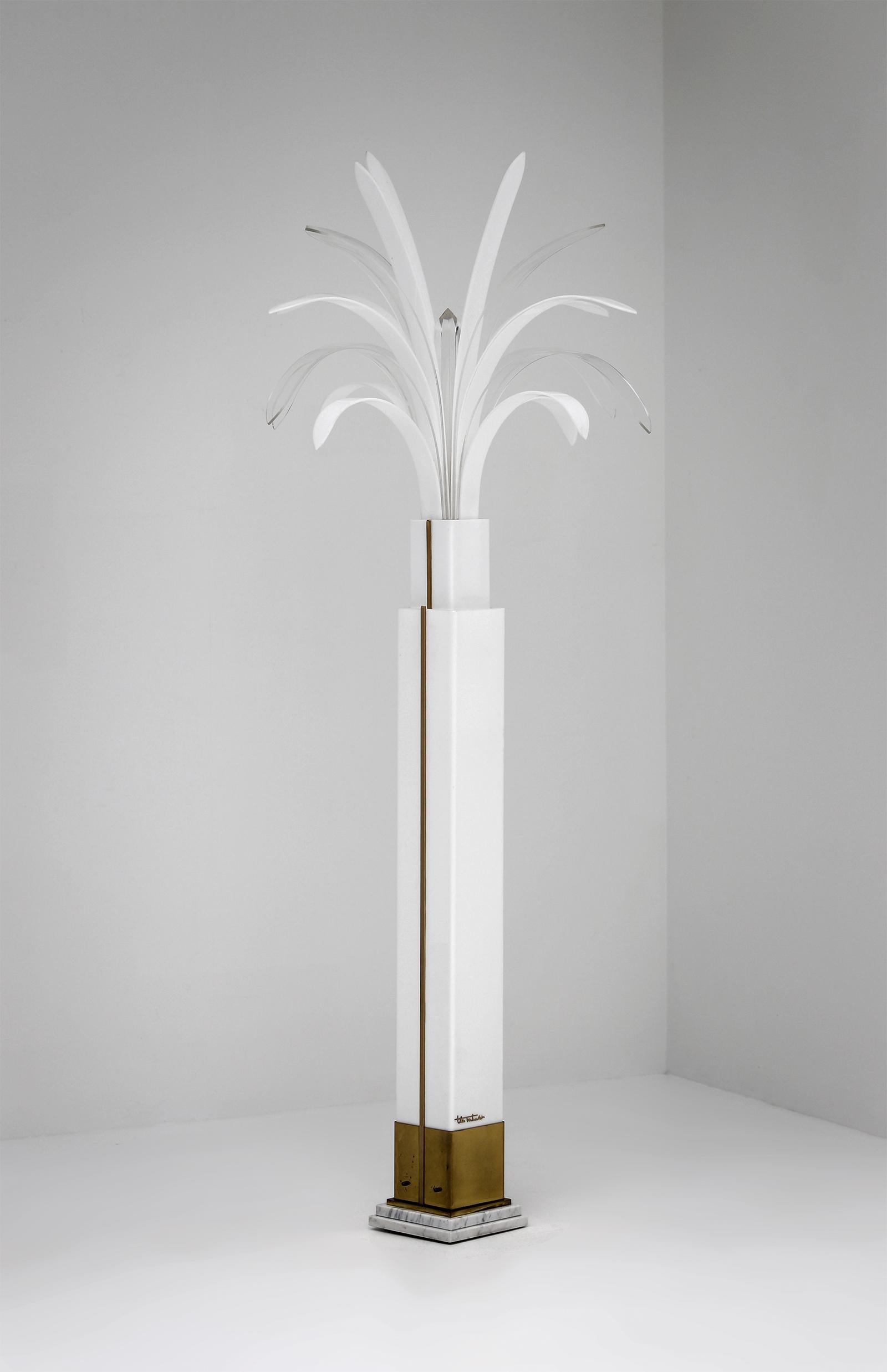 Late 20th Century Mid-Century Modern White Palmtree Floor Lamp in Perspex by Theo Verhulst, 1982