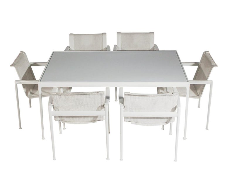 MidCentury Modern White Patio Chairs and Table Set by Richard Schultz