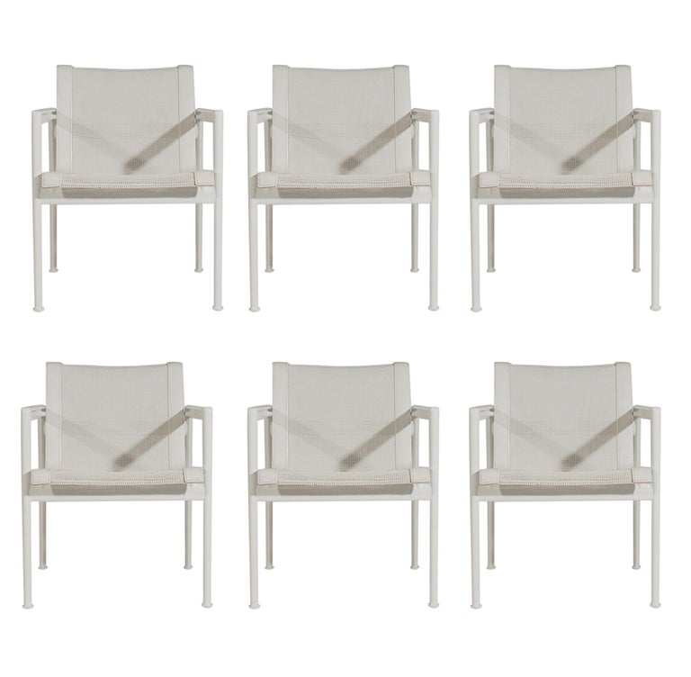 MidCentury Modern White Patio Chairs and Table Set by Richard Schultz
