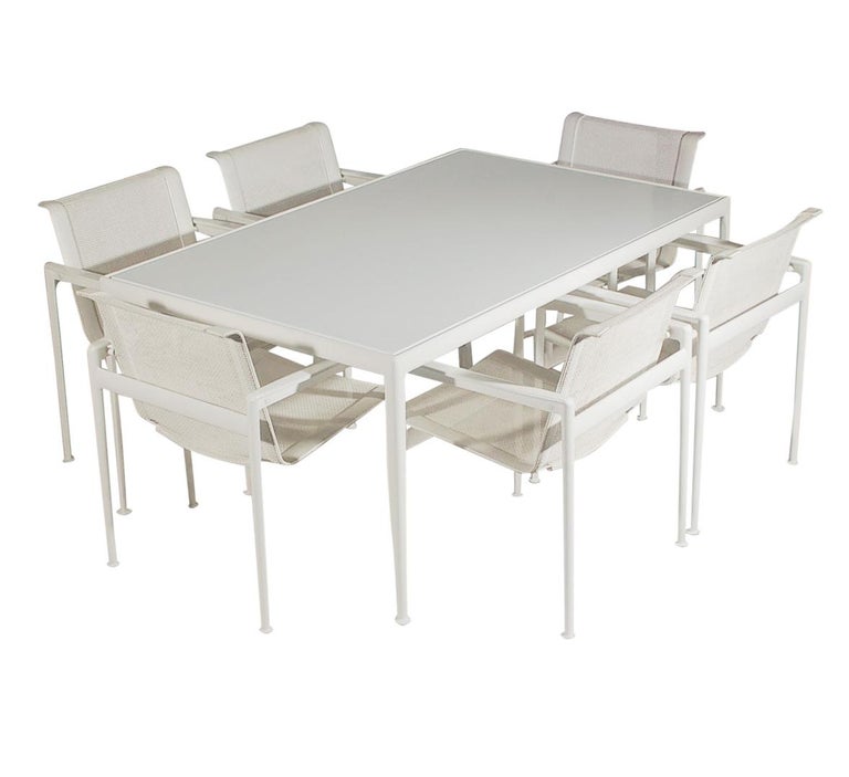 MidCentury Modern White Patio Chairs and Table Set by Richard Schultz