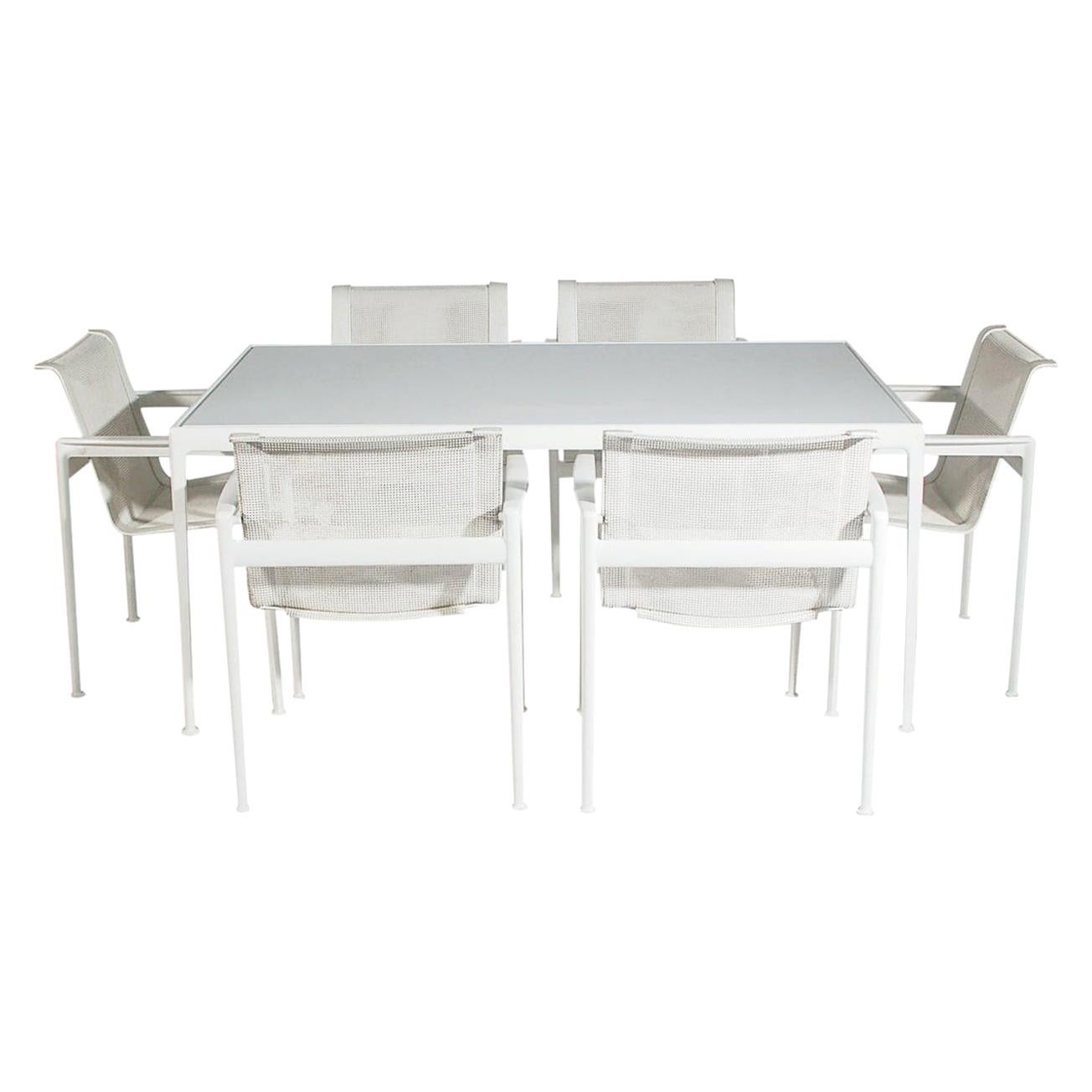 Mid-Century Modern White Patio Chairs and Table Set by Richard Schultz for Knoll
