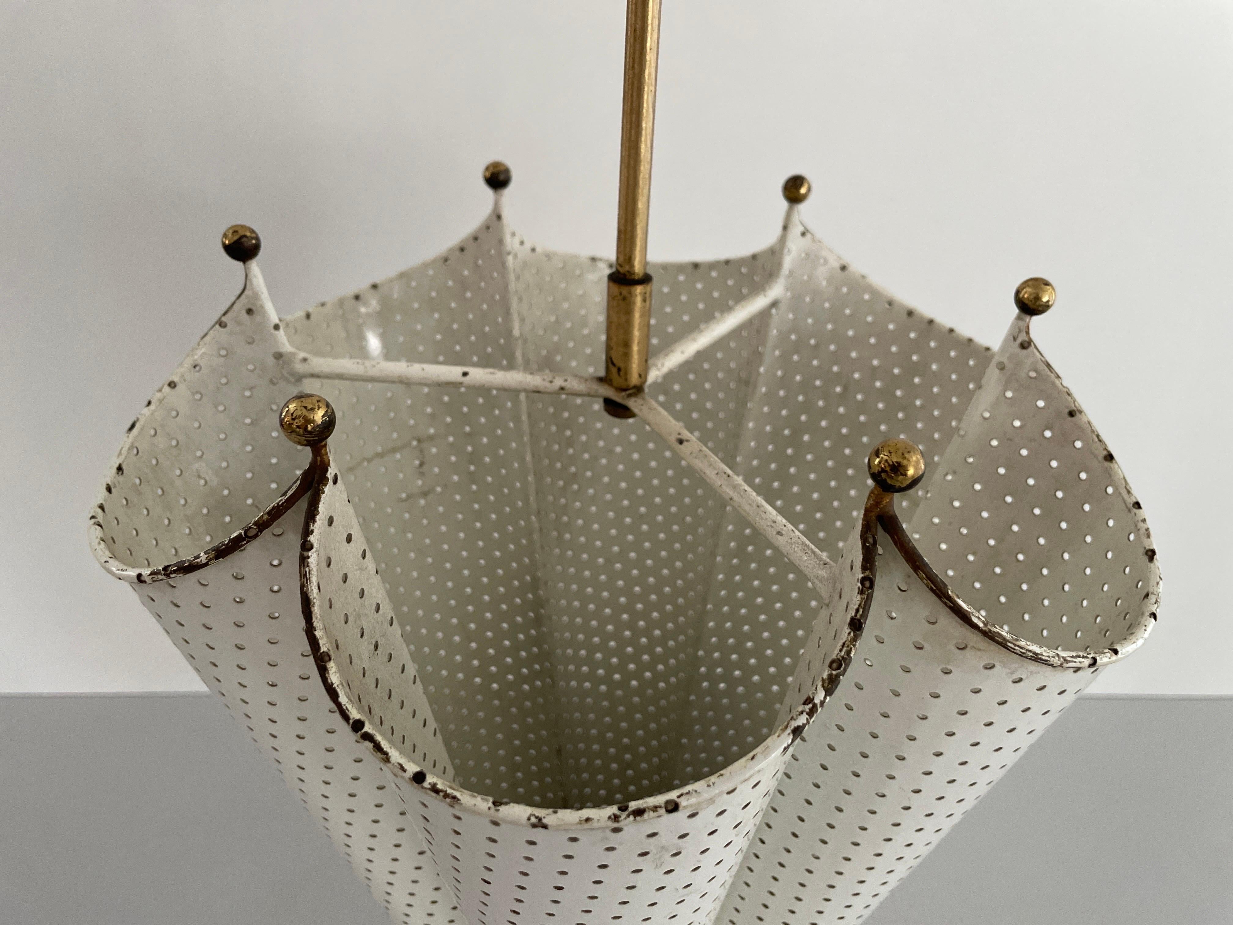 Mid Century Modern White Perforated Metal Umbrella Stand, 1950s, Germany In Excellent Condition In Hagenbach, DE