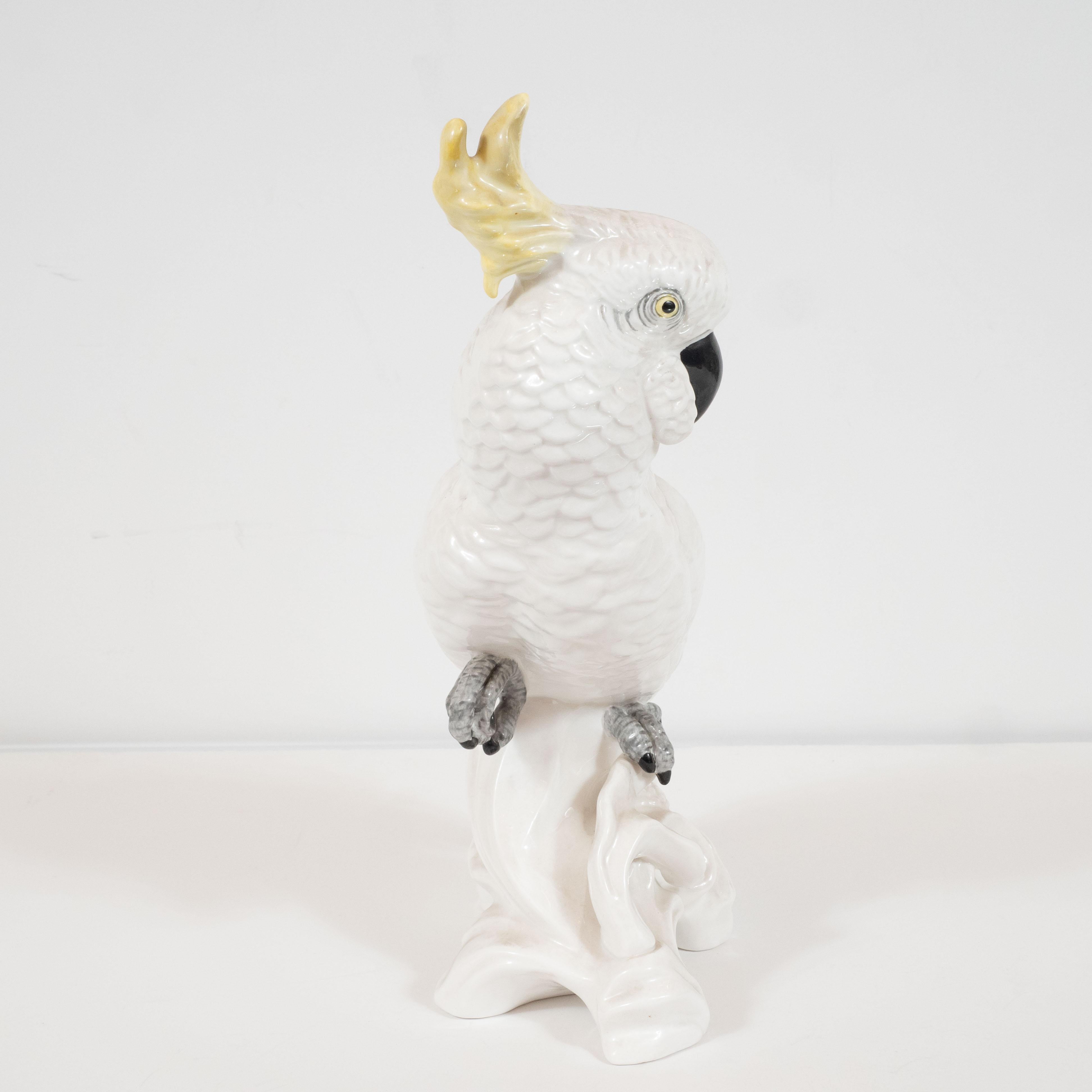 Mid-Century Modern White Porcelain Cockatoo by T.J. Jones for Staffordshire In Excellent Condition In New York, NY