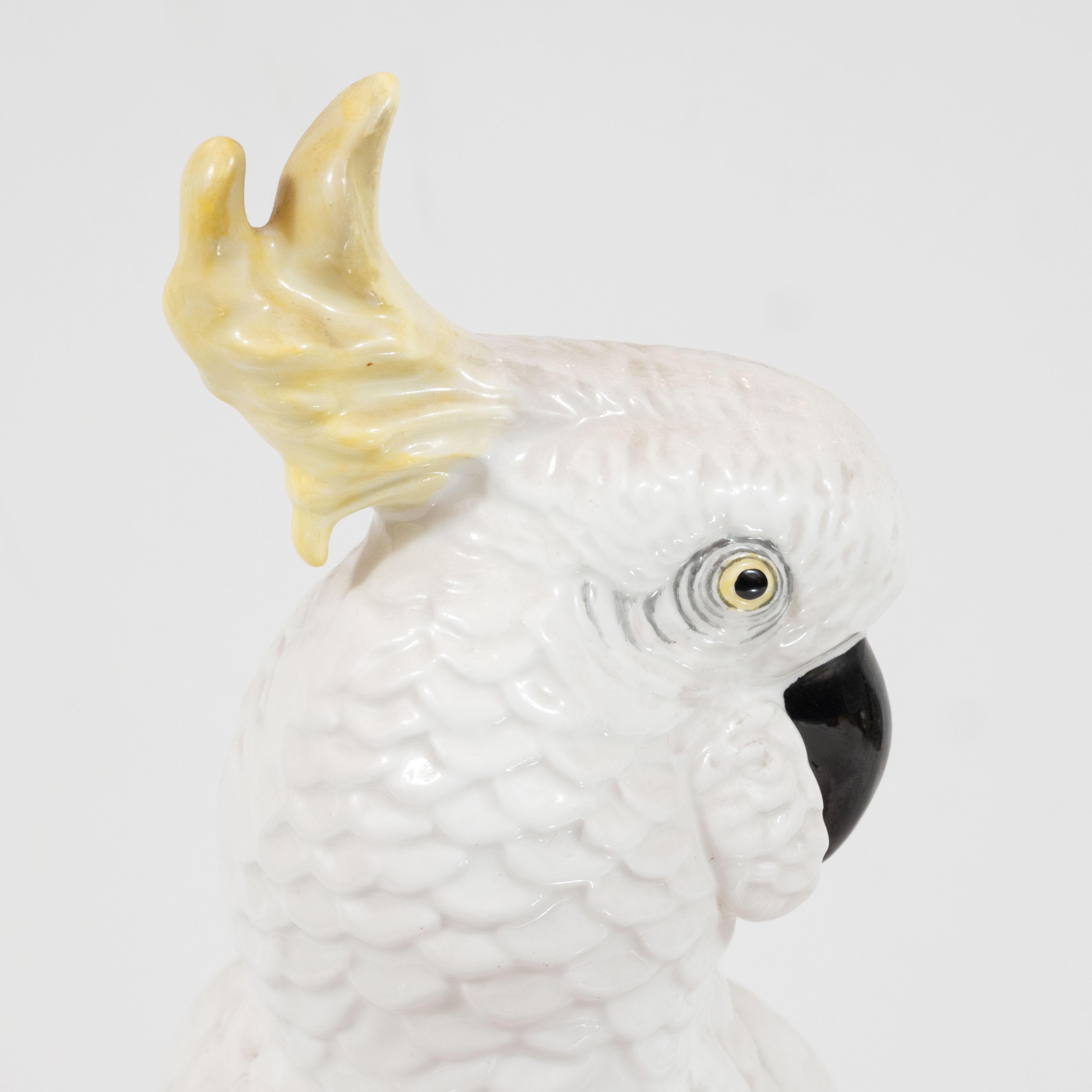 English Mid-Century Modern White Porcelain Cockatoo by T.J. Jones for Staffordshire