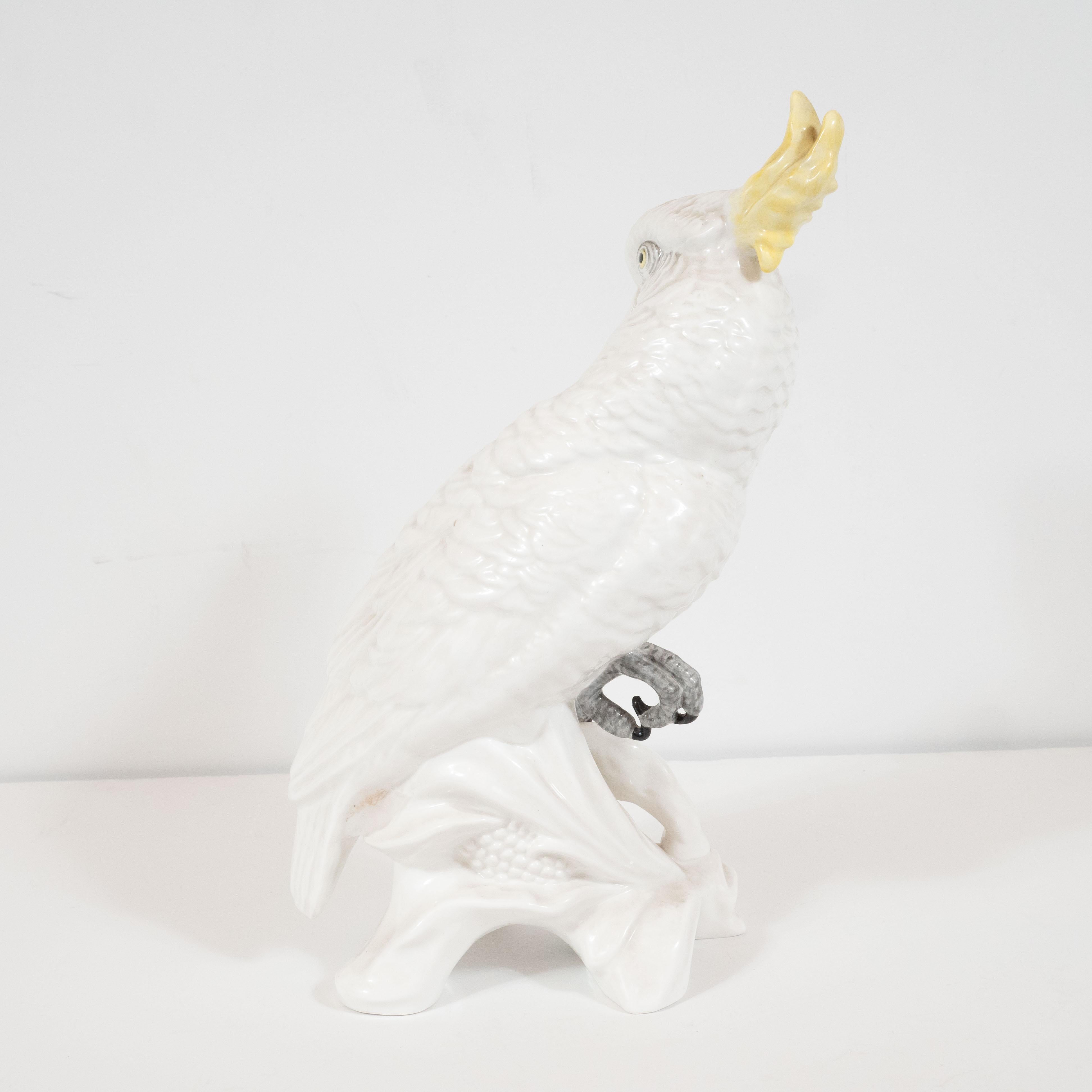 Mid-Century Modern White Porcelain Cockatoo by T.J. Jones for Staffordshire In Excellent Condition In New York, NY