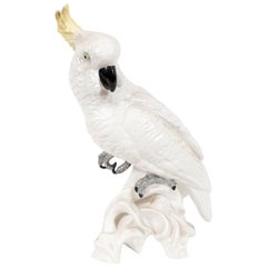 Mid-Century Modern White Porcelain Cockatoo by T.J. Jones for Staffordshire