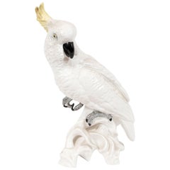 Vintage Mid-Century Modern White Porcelain Cockatoo by T.J. Jones for Staffordshire