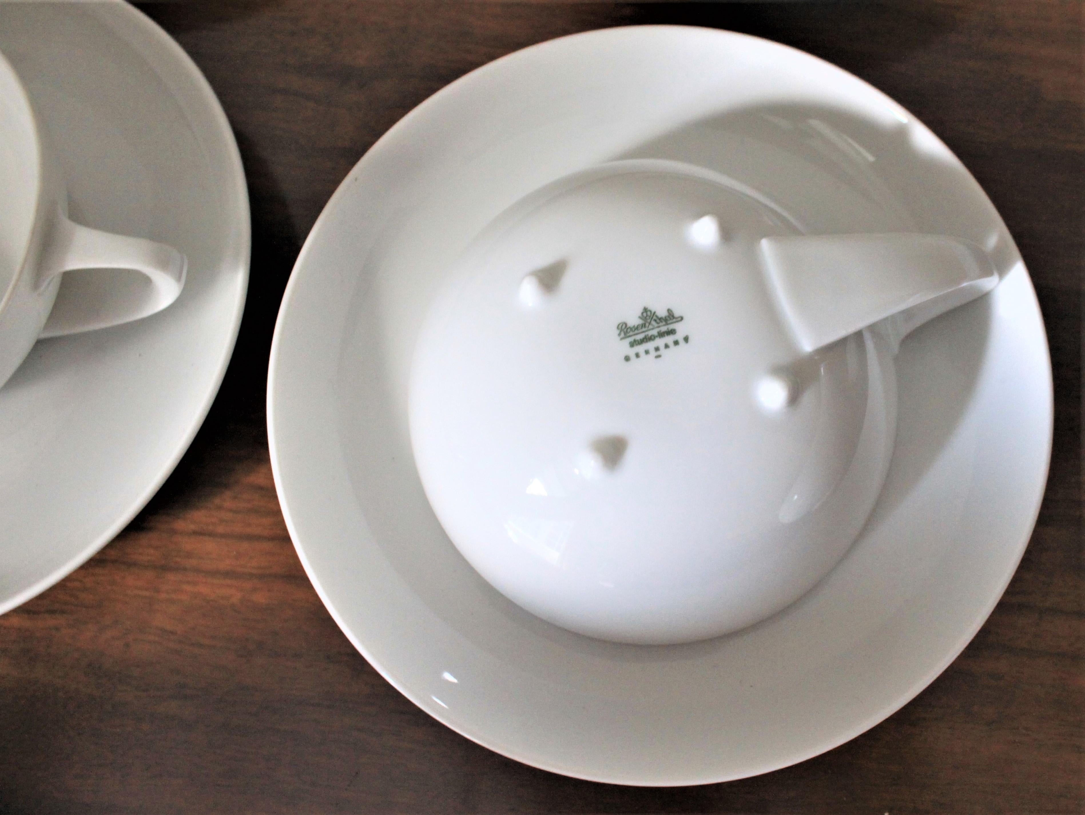 Glazed Mid-Century Modern White Rosenthal Tea, Luncheon or Bridge Set