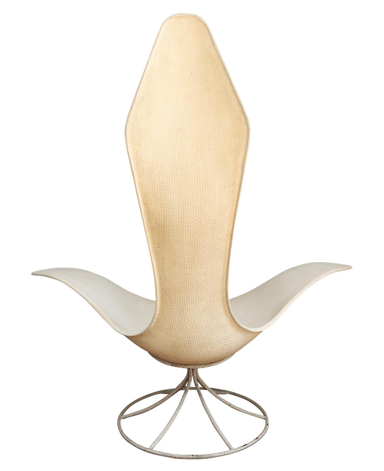 American Mid-Century Modern White Sculptural Tulip Lounge by Estelle and Erwine Laverne