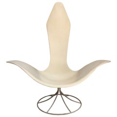Mid-Century Modern White Sculptural Tulip Lounge by Estelle and Erwine Laverne