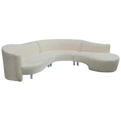 Mid-Century Modern White Serpentine Sectional Sofa by Weiman