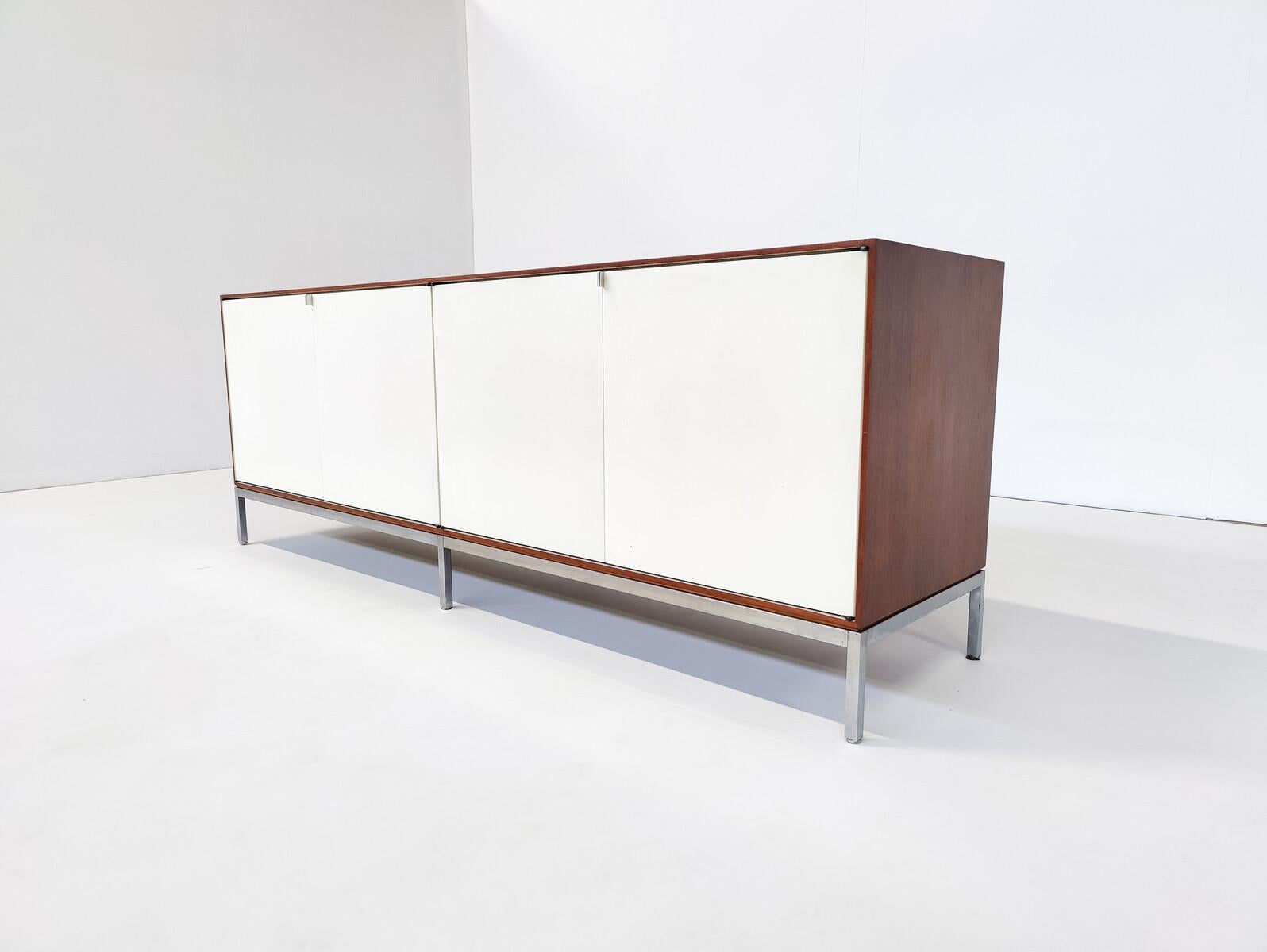 Mid-Century Modern White Sideboard by Florence Knoll, Wood and Metal, 1960s 1