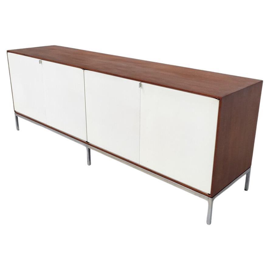 Mid-Century Modern White Sideboard by Florence Knoll, Wood and Metal, 1960s