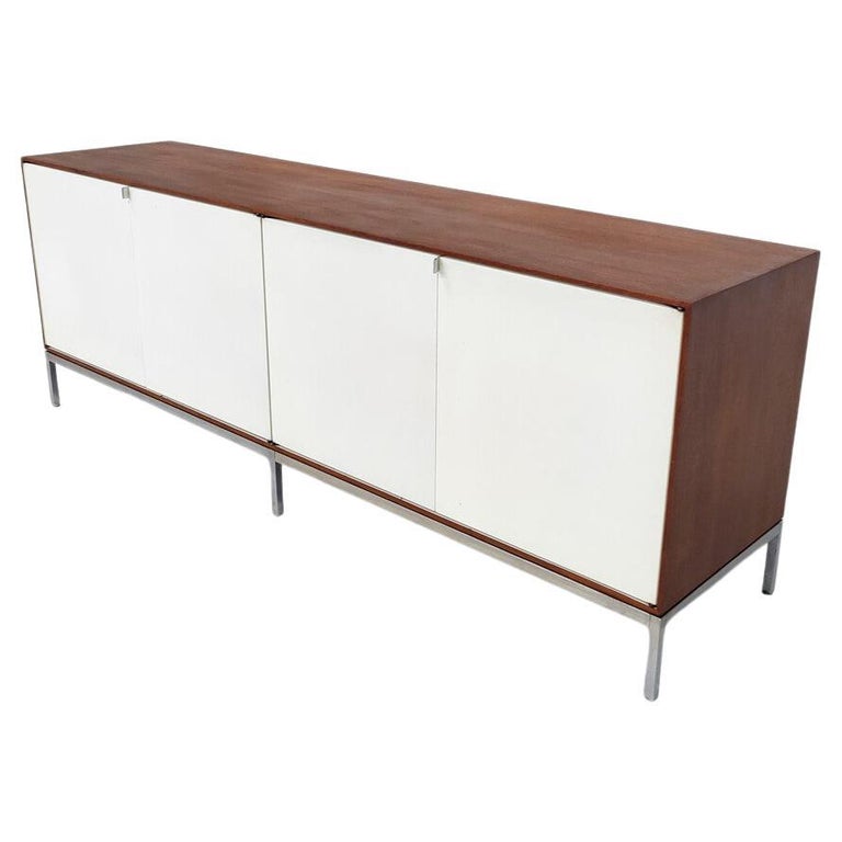 MidCentury Modern White Sideboard by Florence Knoll, Wood and Metal
