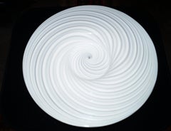 Mid Century Modern White Swirl Vetri Murano Art Glass Centerpiece Bowl Platter