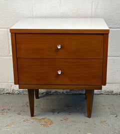 Mid-Century Modern White Top Nightstand