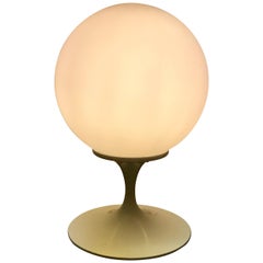 Mid-Century Modern White Tulip Base Table Lamp with White Round Globe by Laurel