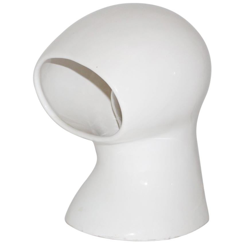 Mid-Century Modern White Vintage Ceramic Table Lamp circa 1960