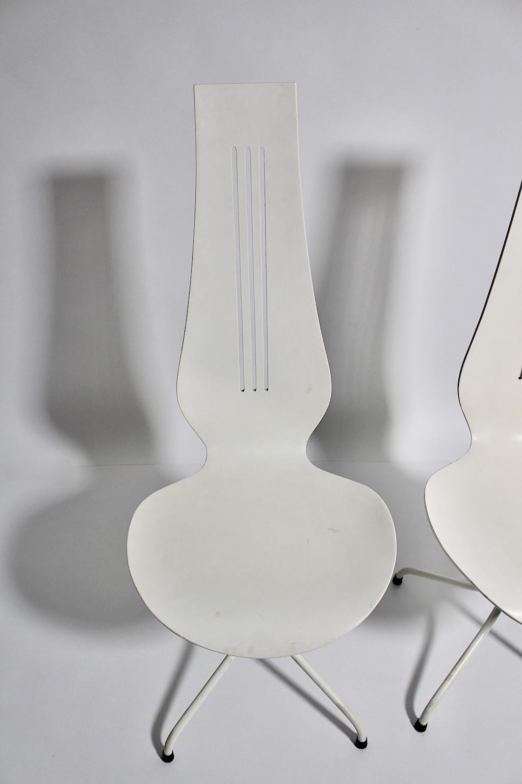 Mid-Century Modern White Vintage Dining Chairs by Theo Häberli, 1960 Switzerland For Sale 3
