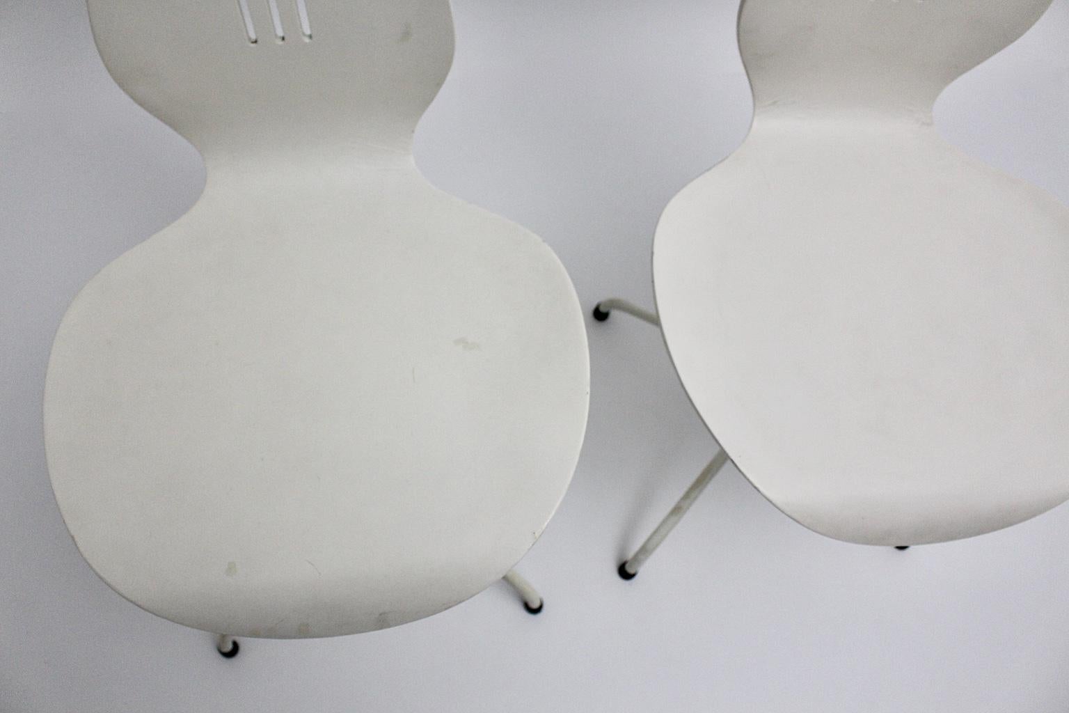 Mid-Century Modern White Vintage Dining Chairs by Theo Häberli, 1960 Switzerland For Sale 4