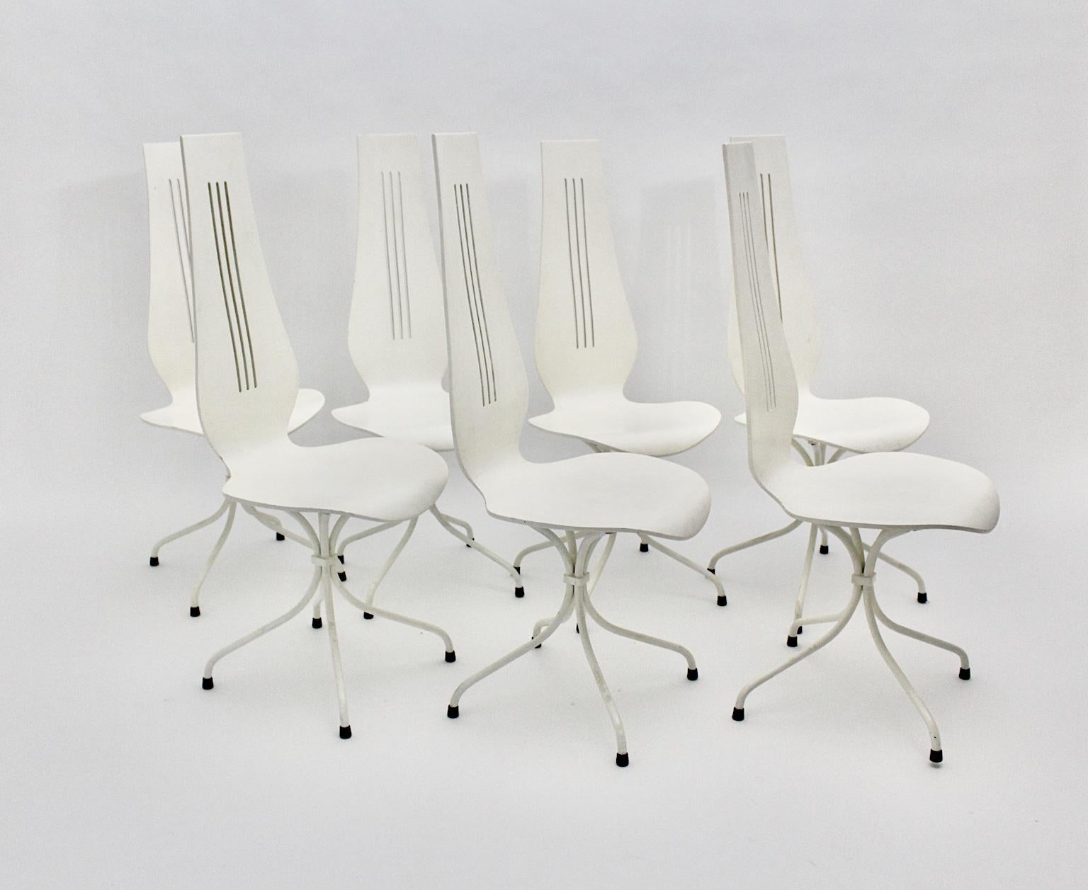 Mid-Century Modern White Vintage Dining Chairs by Theo Häberli, 1960 Switzerland For Sale 8