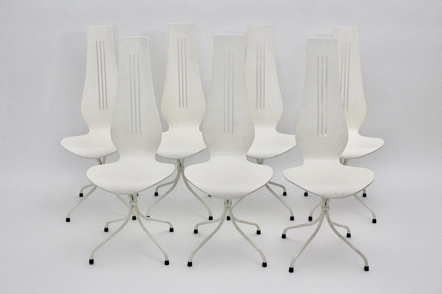 Mid-Century Modern White Vintage Dining Chairs by Theo Häberli, 1960 Switzerland In Good Condition For Sale In Vienna, AT