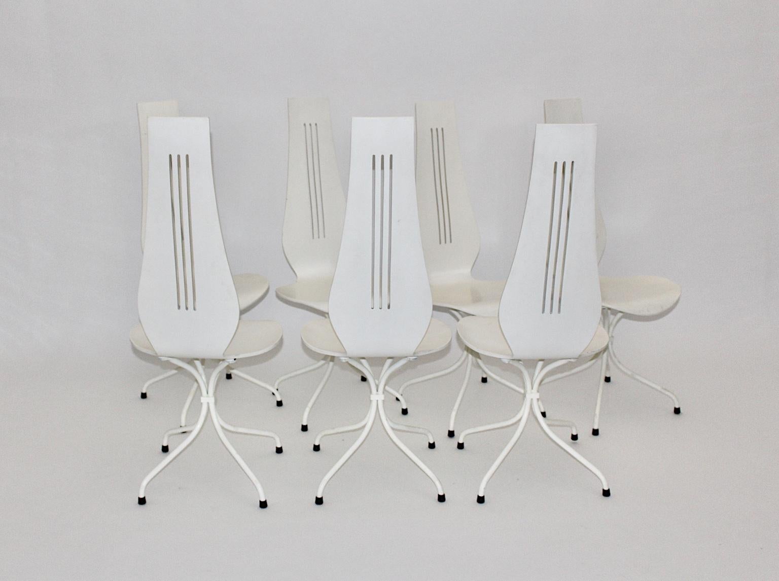 Mid-20th Century Mid-Century Modern White Vintage Dining Chairs by Theo Häberli, 1960 Switzerland For Sale