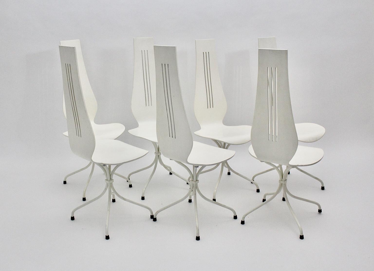 Mid-Century Modern White Vintage Dining Chairs by Theo Häberli, 1960 Switzerland For Sale 1