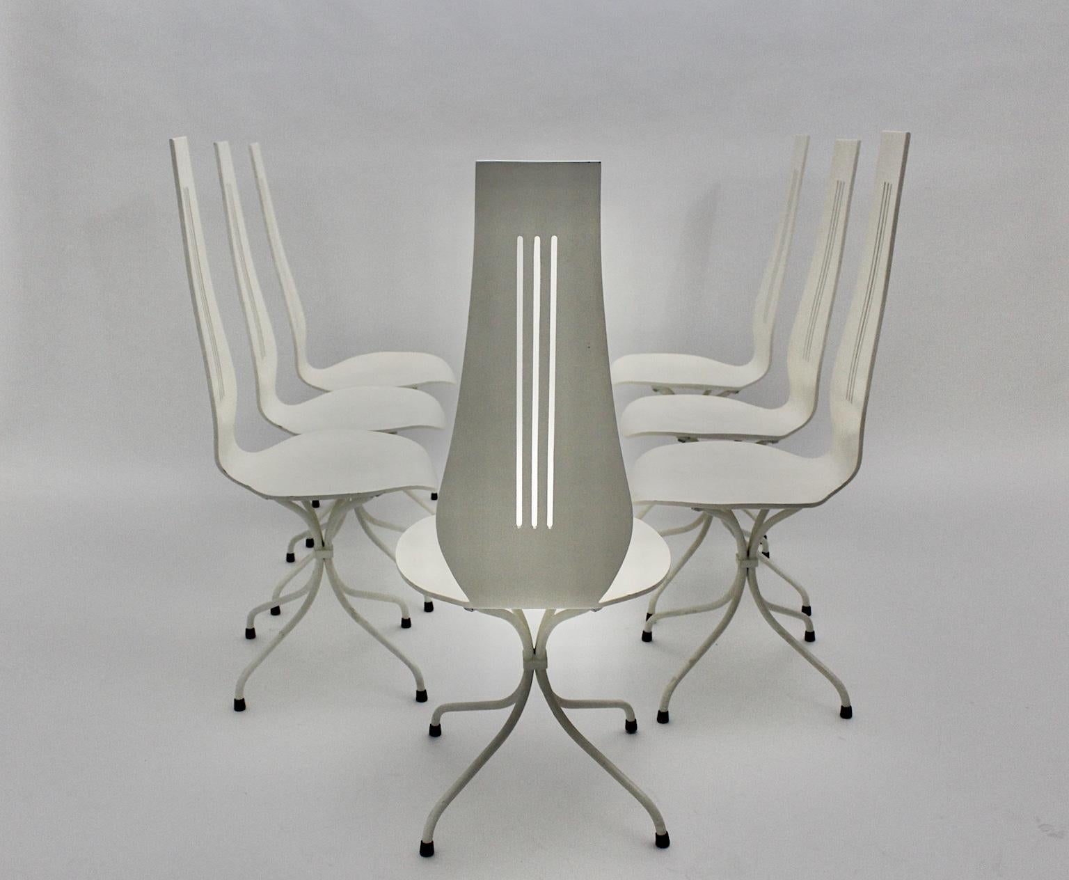 Mid-Century Modern White Vintage Dining Chairs by Theo Häberli, 1960 Switzerland For Sale 2