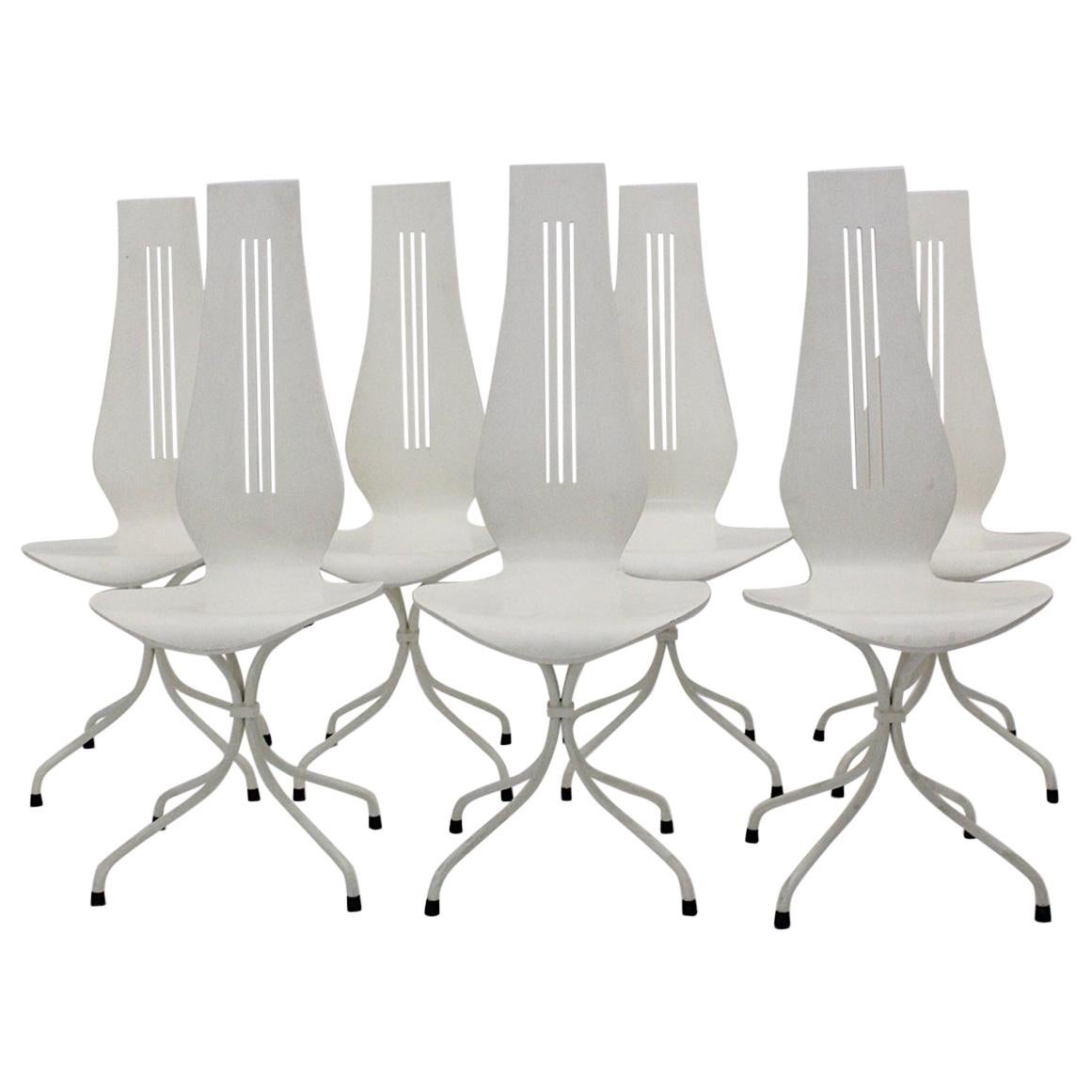 Mid-Century Modern White Vintage Dining Chairs by Theo Häberli, 1960 Switzerland For Sale