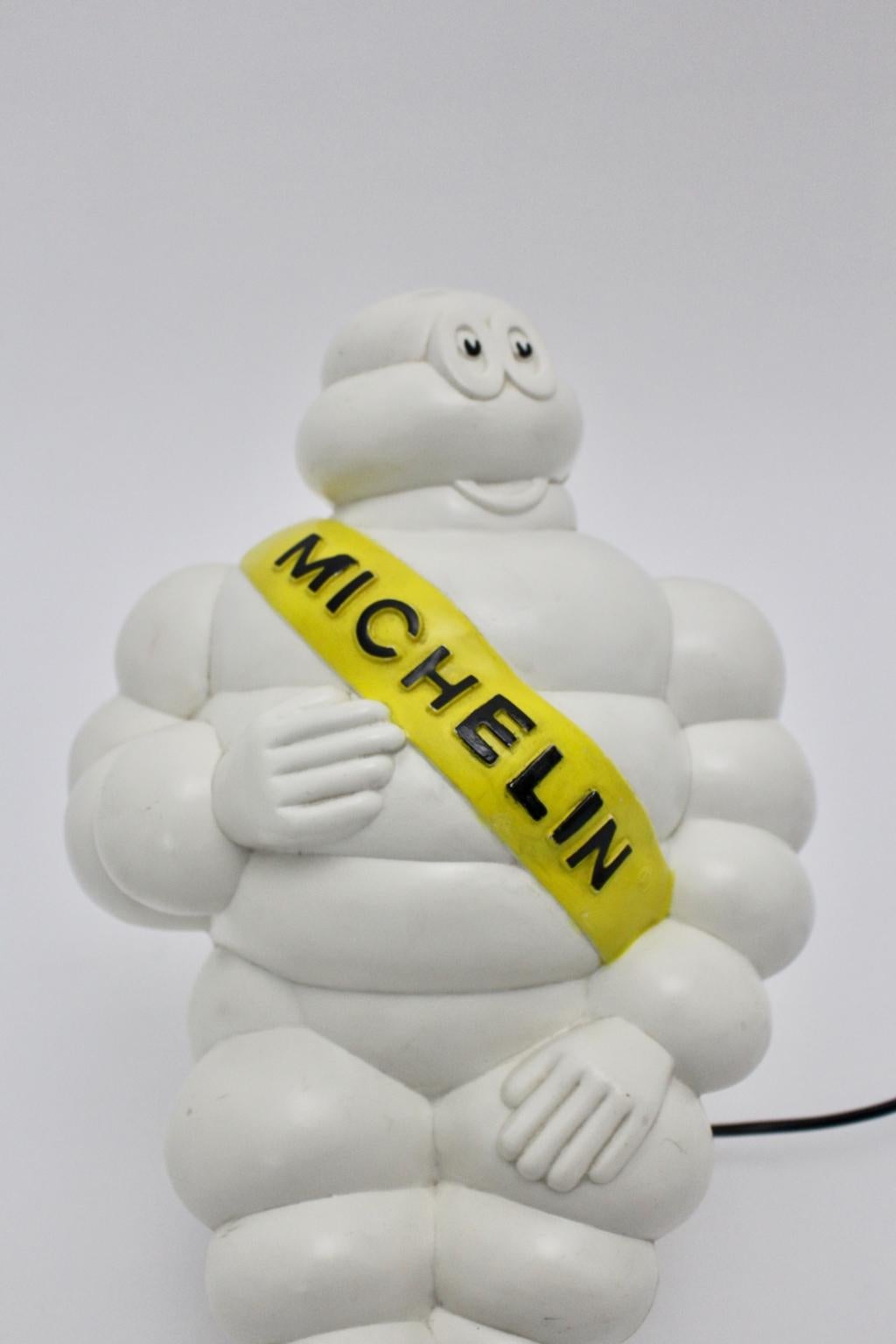 Metal Space Age White Vintage Plastic Bibendum Michelin Advertising Sign 1960s France For Sale