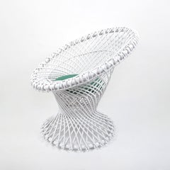 Mid-Century Modern White Wicker Chair by Rohé Noordwolde