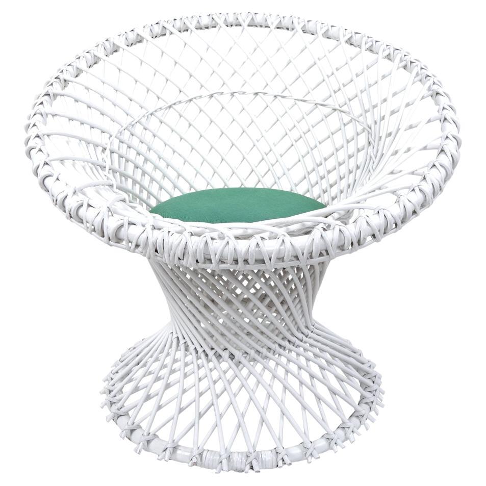 Mid-Century Modern White Wicker Chair by Rohé Noordwolde