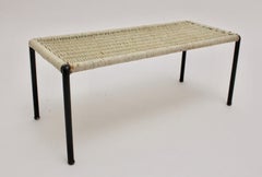 Mid-Century Modern White Wicker Side Table 1950s Austria