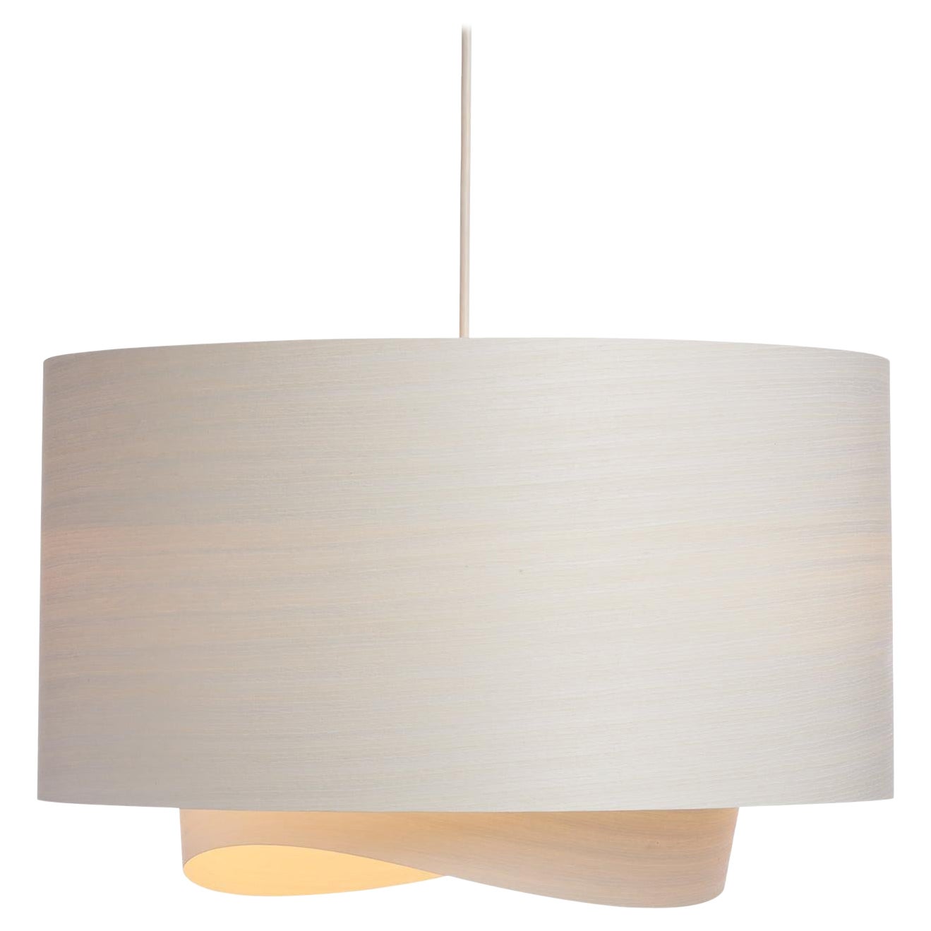 Mid-Century Modern White Wood 17.5" Chandelier Pendant