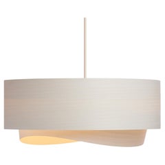 Mid-Century Modern White Wood 30" Chandelier Pendant