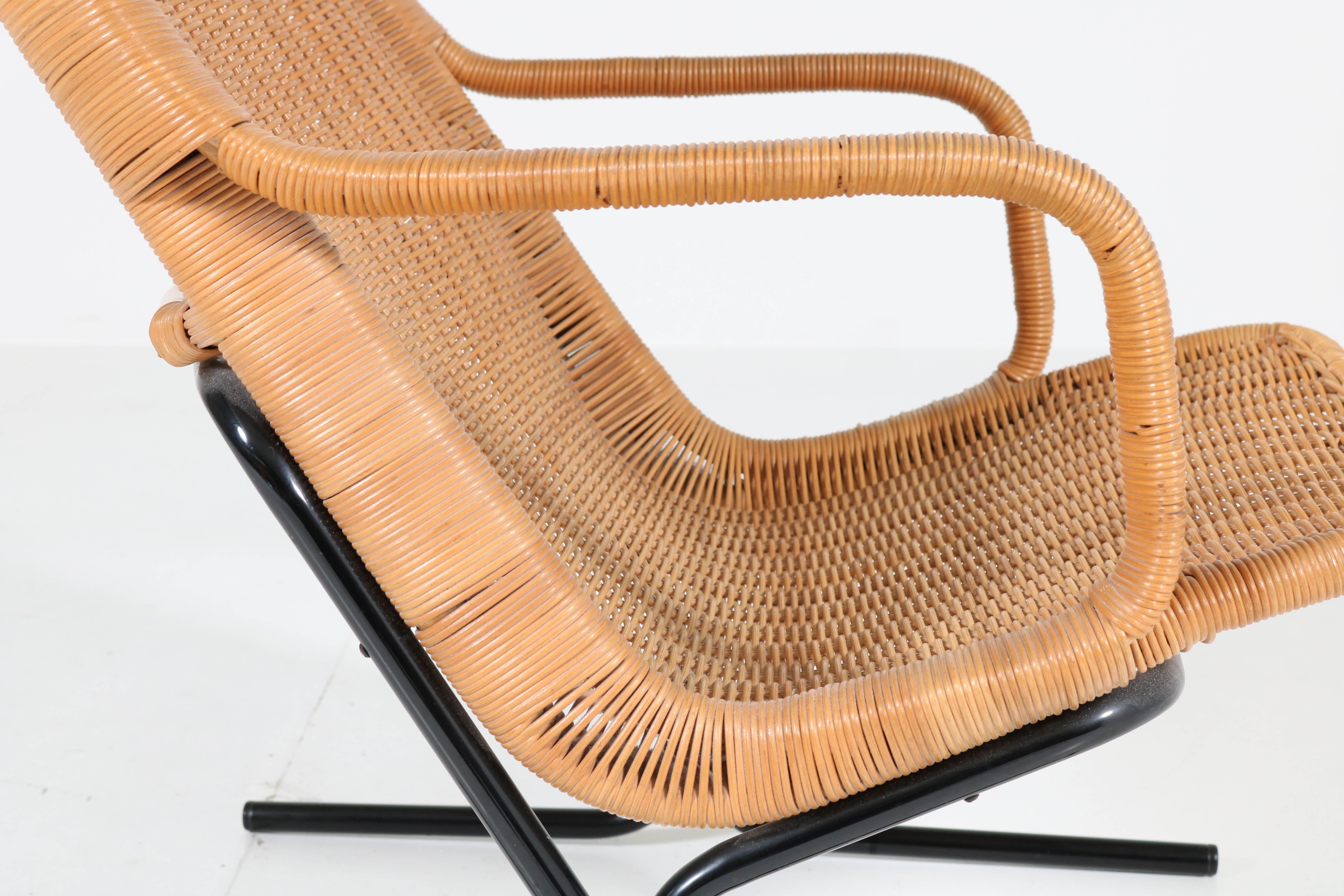 Dutch Mid-Century Modern Wicker 514 Lounge Chair by Dirk van Sliedrecht for Rohé, 1961