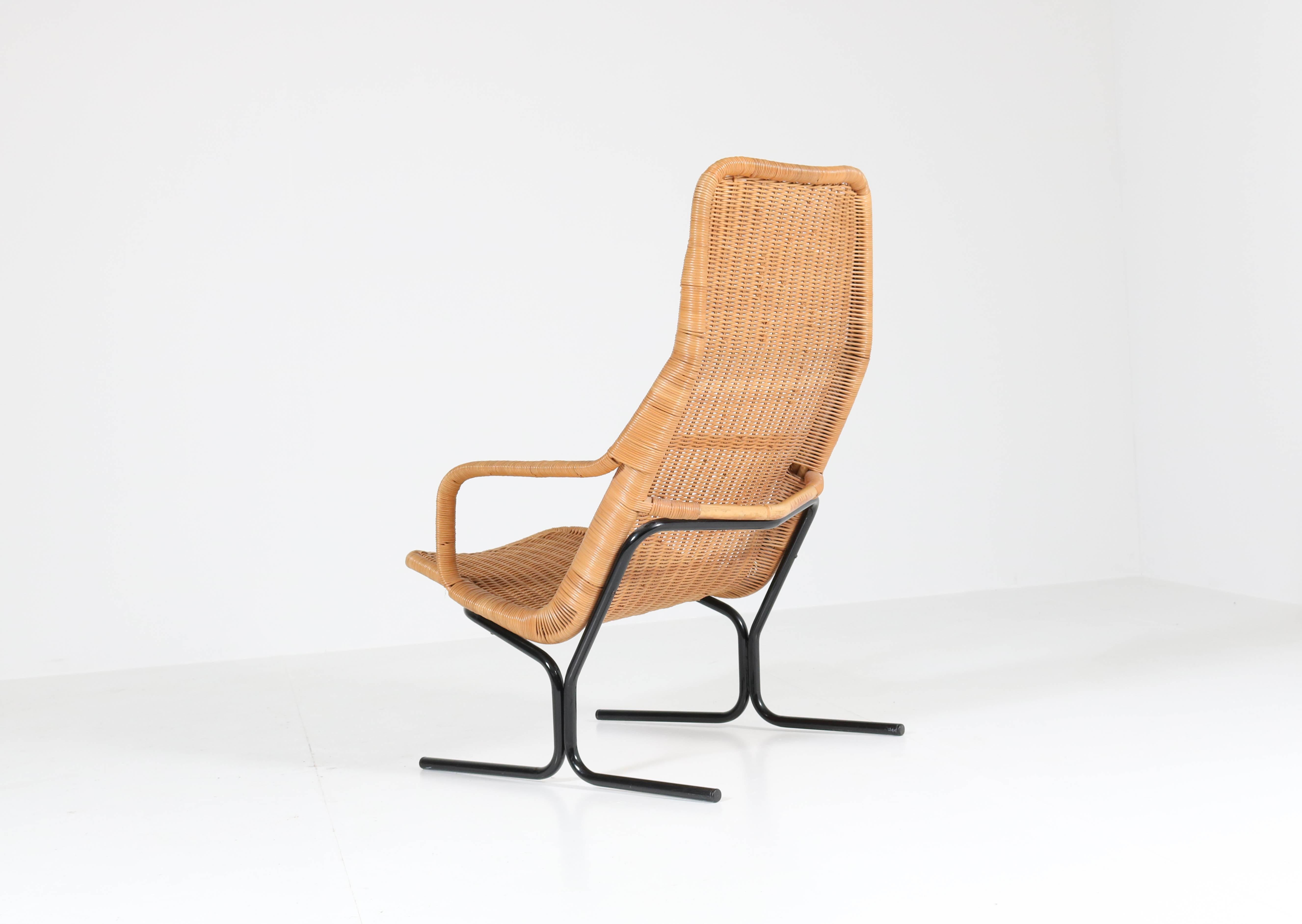 Mid-Century Modern Wicker 514 Lounge Chair by Dirk van Sliedrecht for Rohé, 1961 In Good Condition In Amsterdam, NL