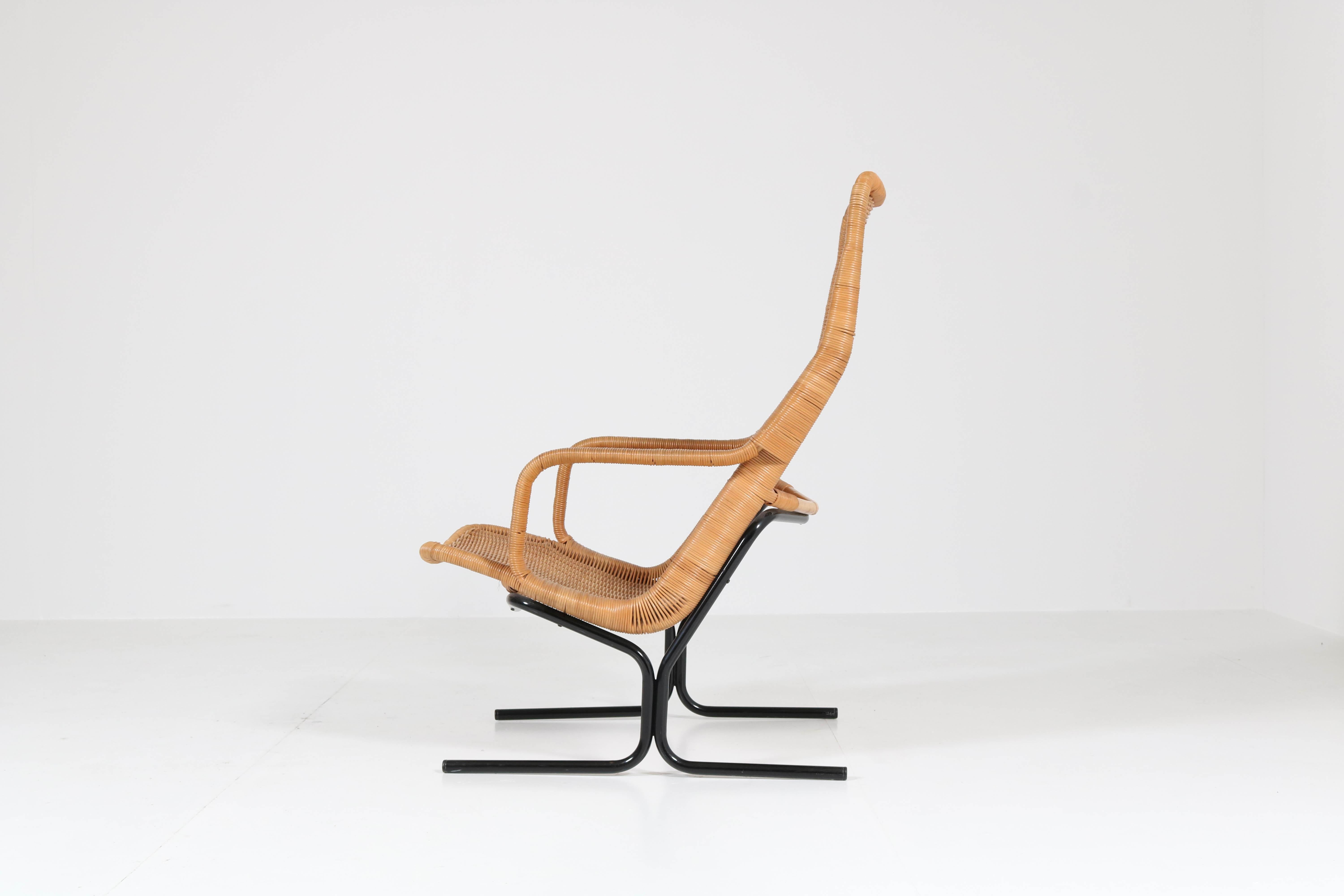 20th Century Mid-Century Modern Wicker 514 Lounge Chair by Dirk van Sliedrecht for Rohé, 1961